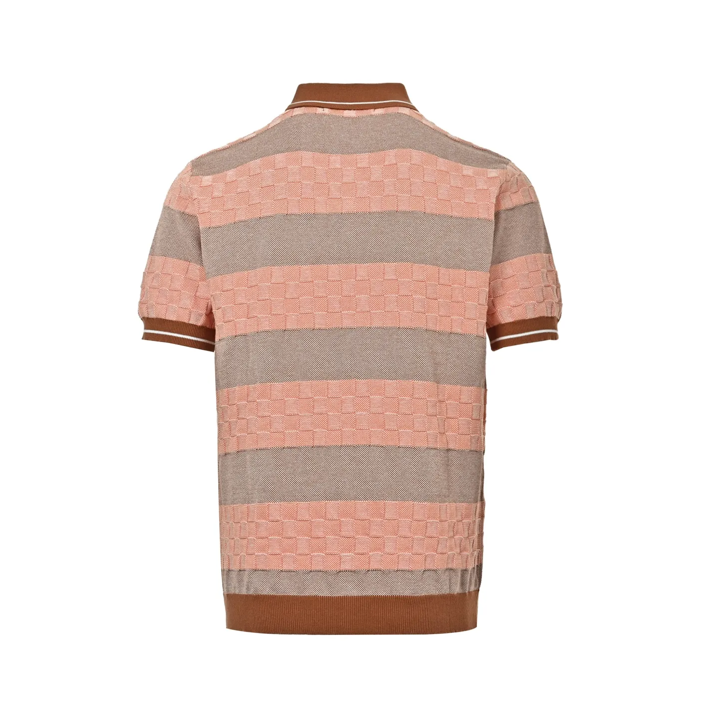 Louis Vuitton/Louis Vuitton 26ss leather striped checkerboard knitted Polo short sleeves